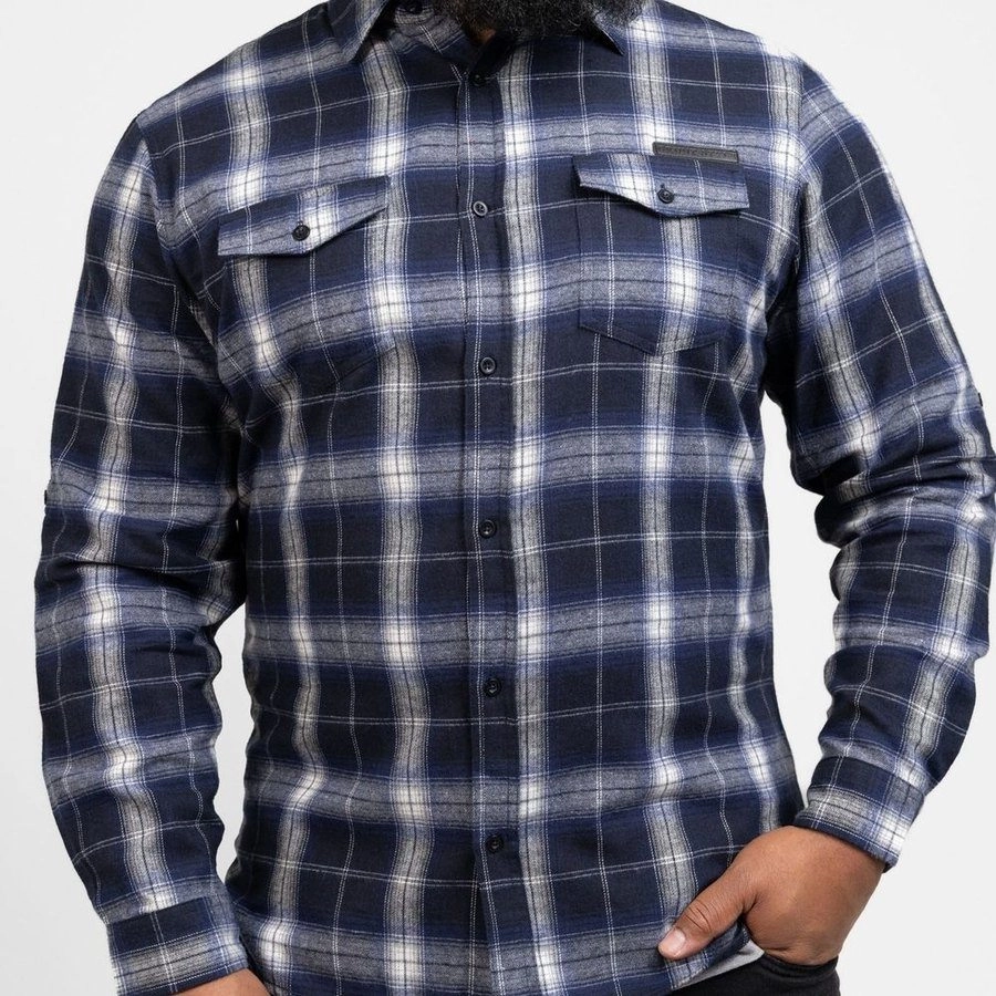 Doctor Pre Shrunk Cotton Blend Men's GS Plaid Flannel - Navy