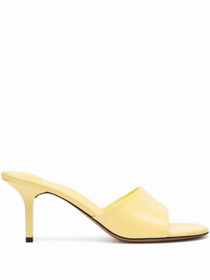 Les Cubisto Yellow Leather Mules Practical Function Stable