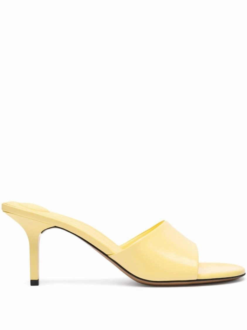 Les Cubisto Yellow Leather Mules Great Comfort