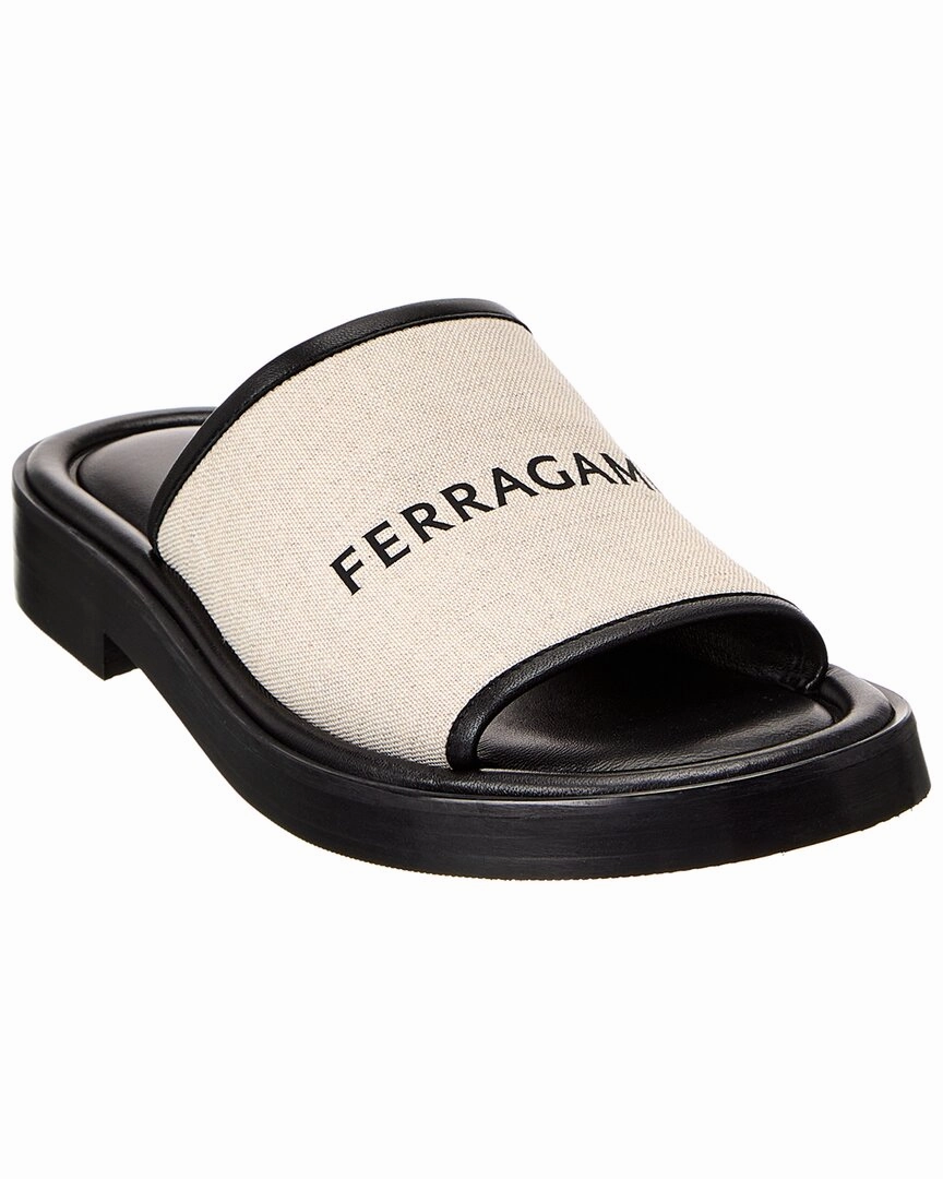Ferragamo Canvas & Leather Slide Instant Fit Sandals