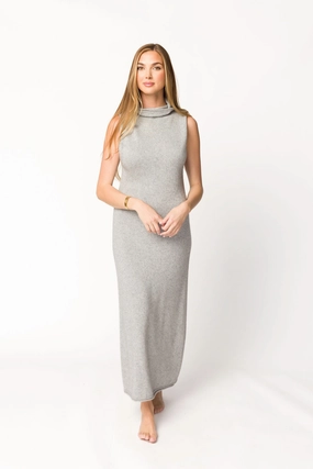 Quinn Turtleneck Maxi Dress in Heather Grey *Final-Sale* Soft Finish