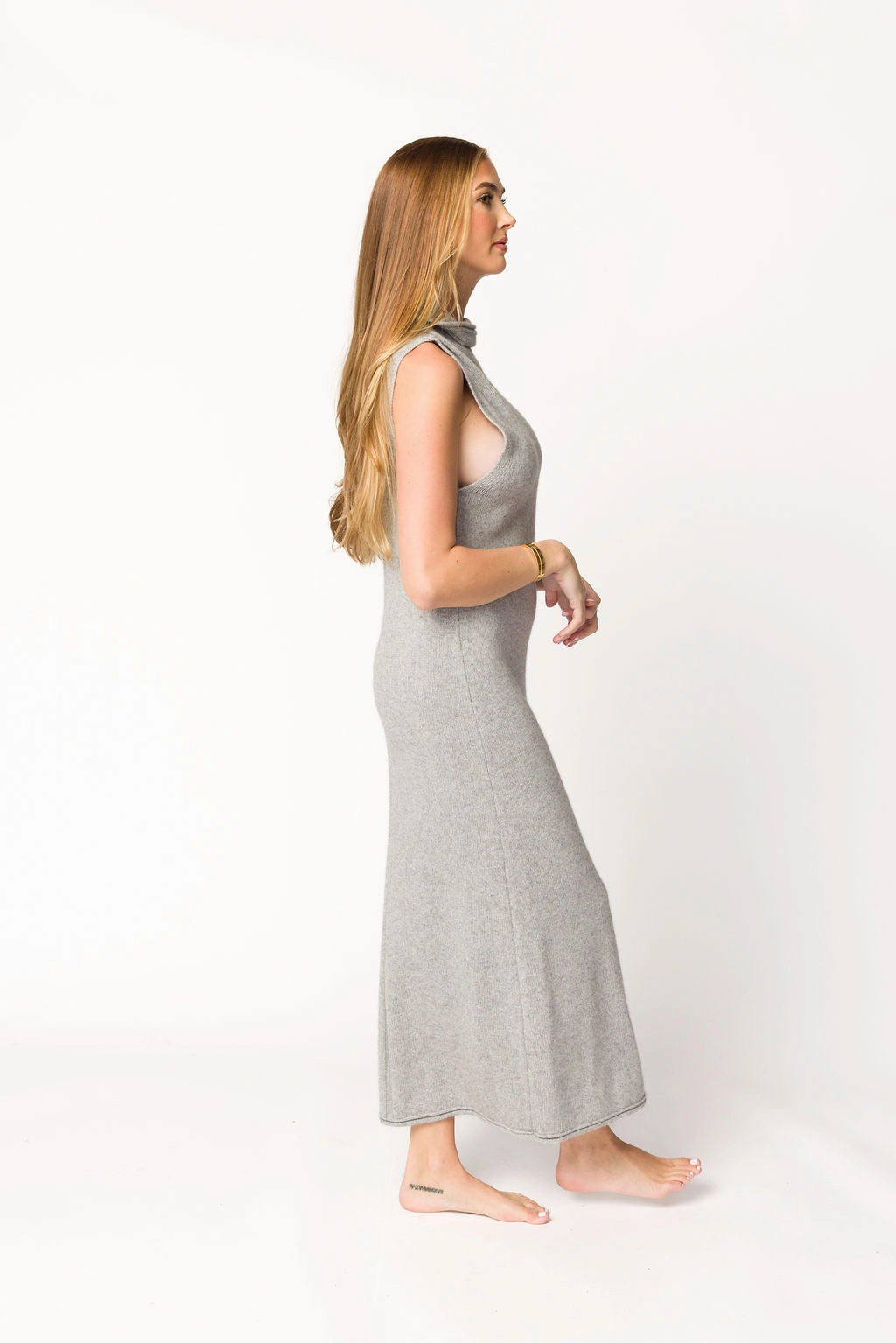 Quinn Turtleneck Maxi Dress in Heather Grey *Final-Sale* Style Moment Cotton-Blend