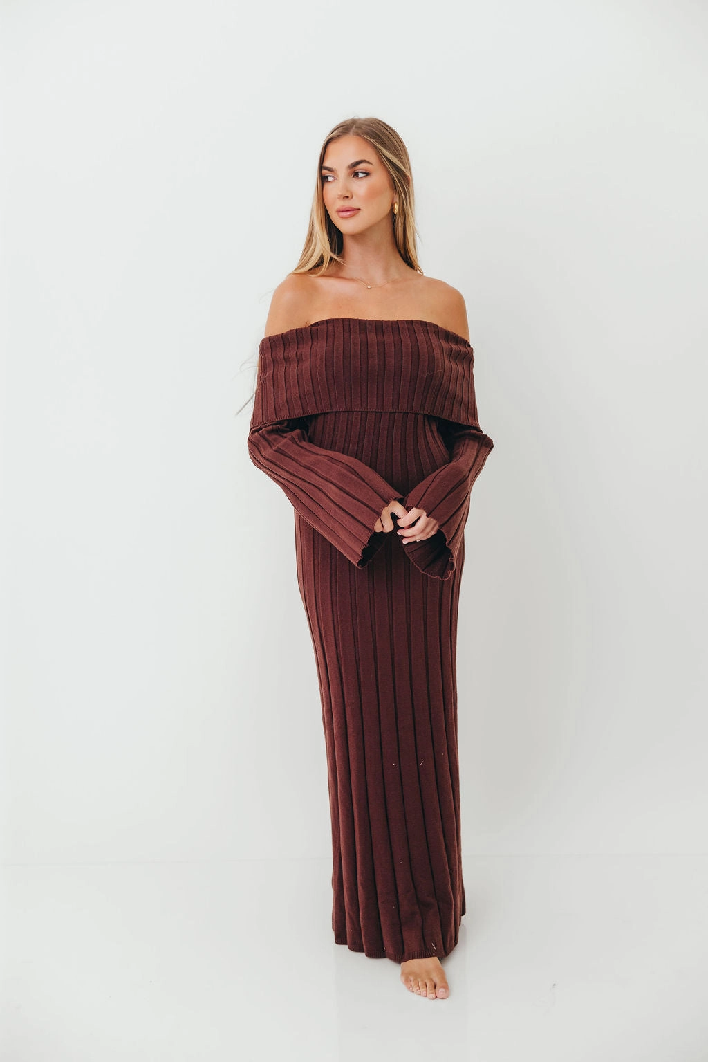 Chic Balance Vibrant color dress Evella Maxi Dress in Brown - Bump Friendly