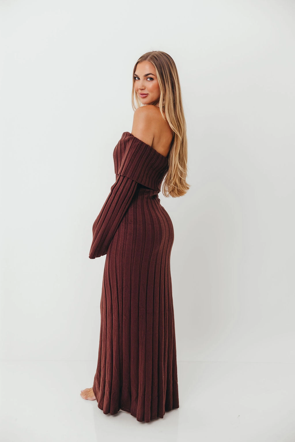 Evella Maxi Dress in Brown - Bump Friendly Classic Movement