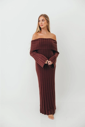 Chic Balance Vibrant color dress Evella Maxi Dress in Brown - Bump Friendly