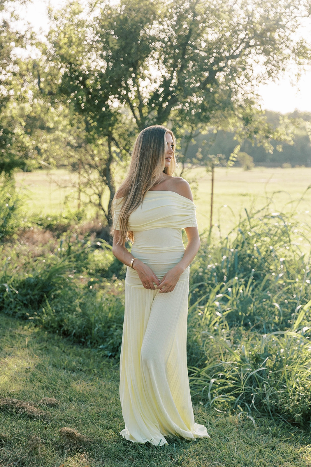 Dreamy Drape Refined fit Halo Maxi Dress in Buttercream