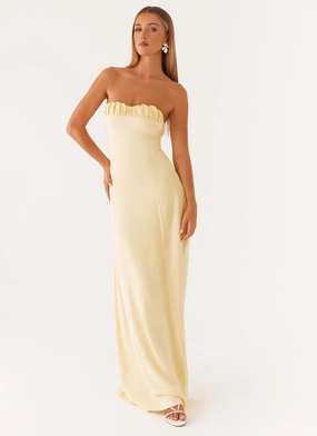 Tayla Linen Maxi Dress - Yellow Body Fit