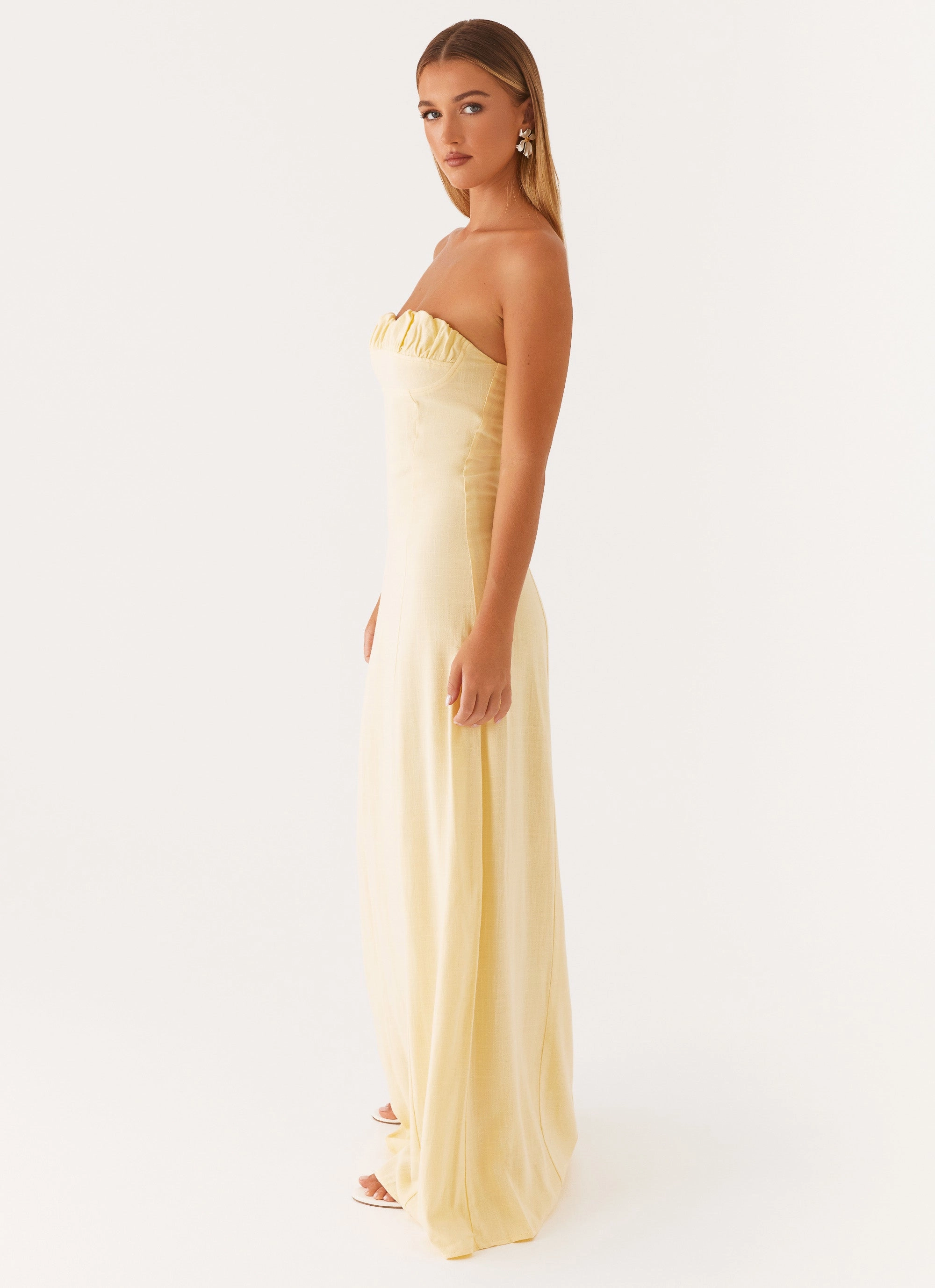 Tayla Linen Maxi Dress - Yellow Spring Mood Trend Appeal
