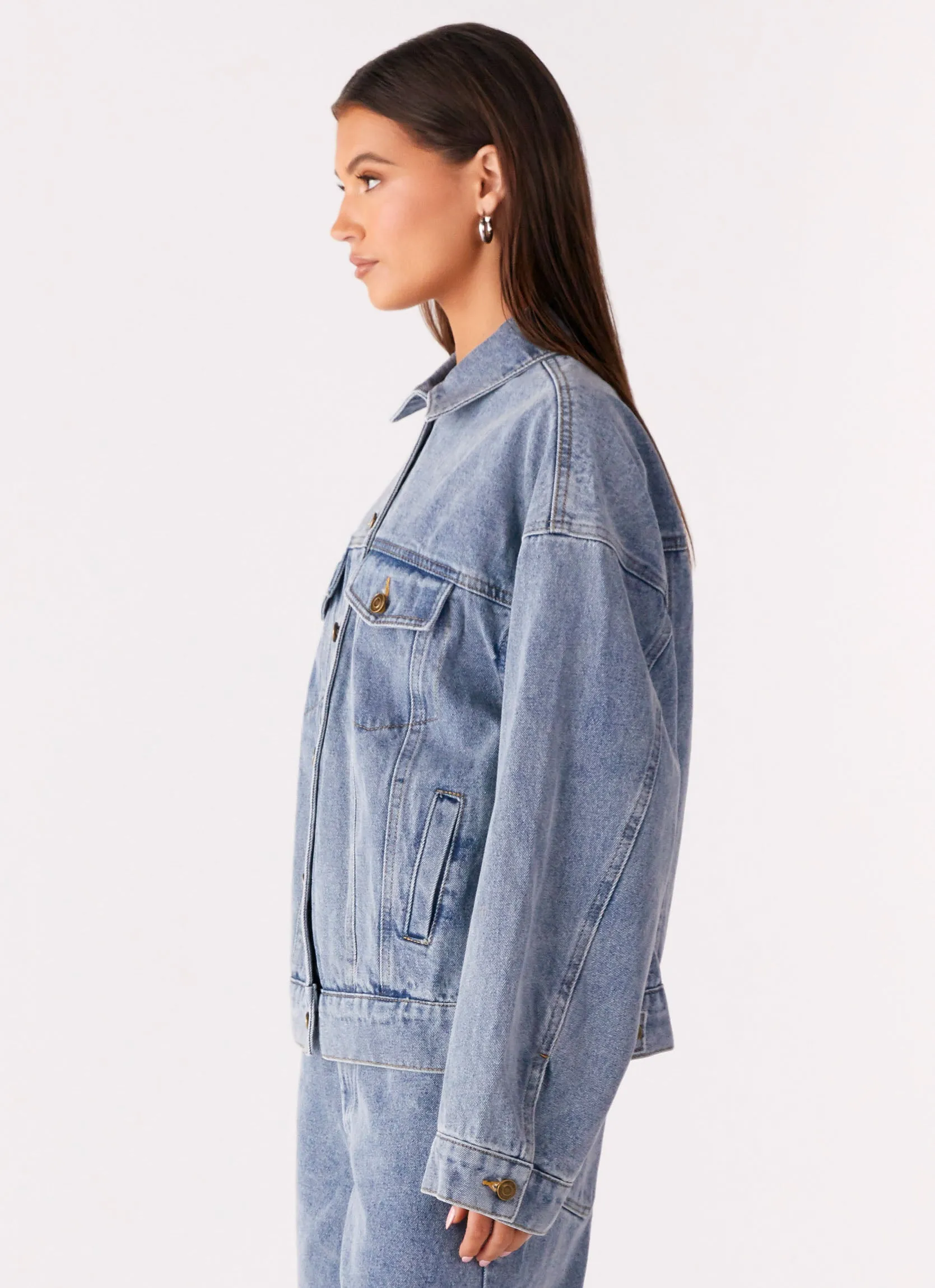 Fall Ready Orleans Oversized Denim Jacket - Blue