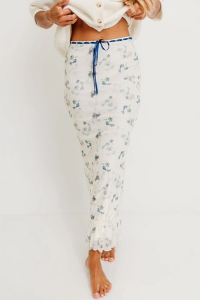 Tyra Floral Mesh Maxi Skirt in Cream Delicate Edge Urban Classic