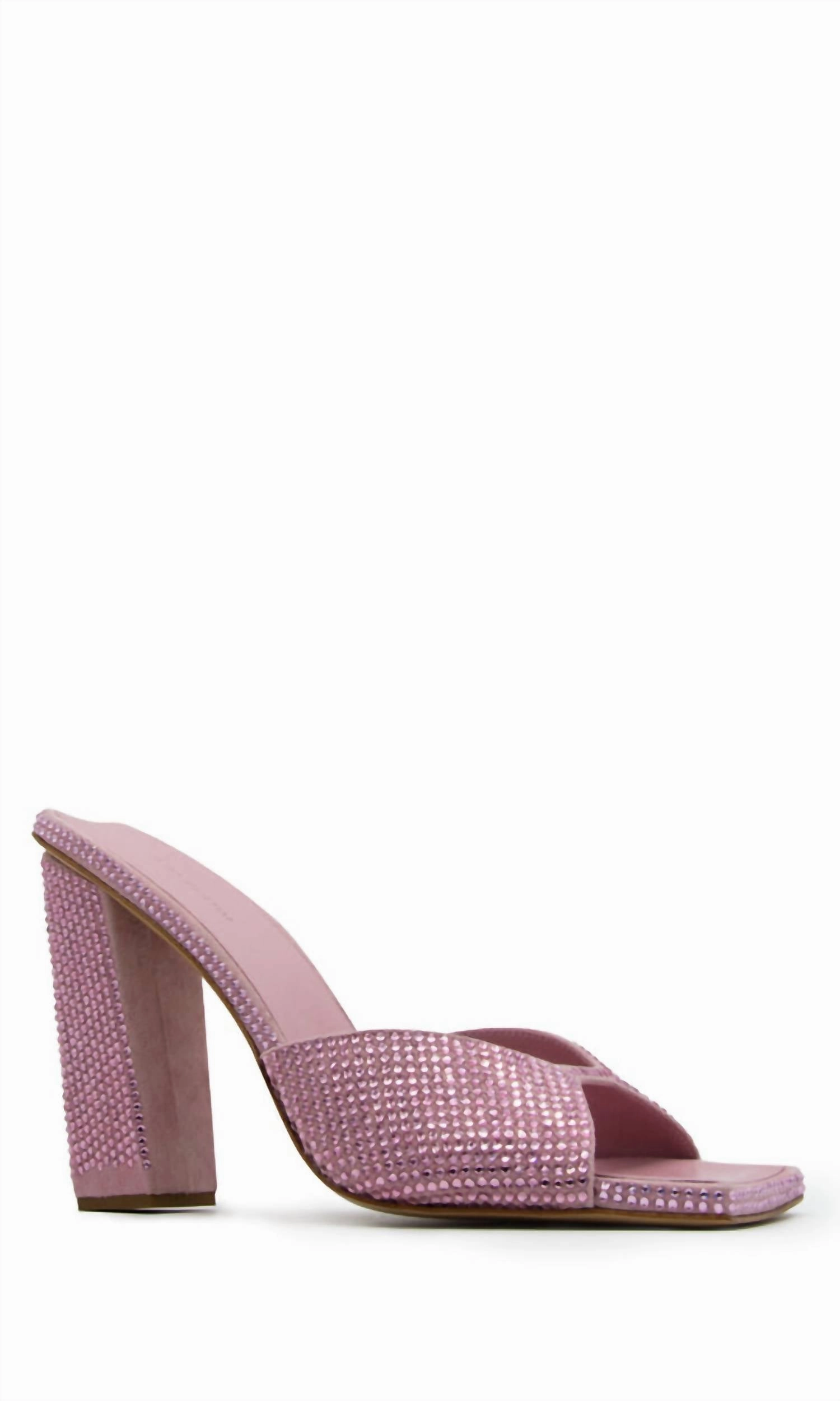 Block Heel Mule Strass In Pink Slip Resistant