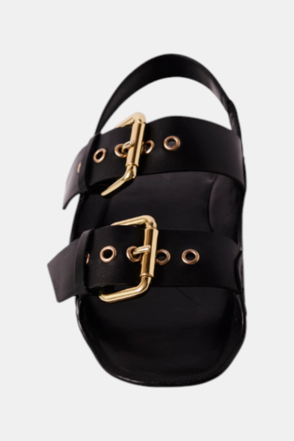 Free People Blossom Buckle Sandal in Black Leather Anti   Aging Ventilated Mesh