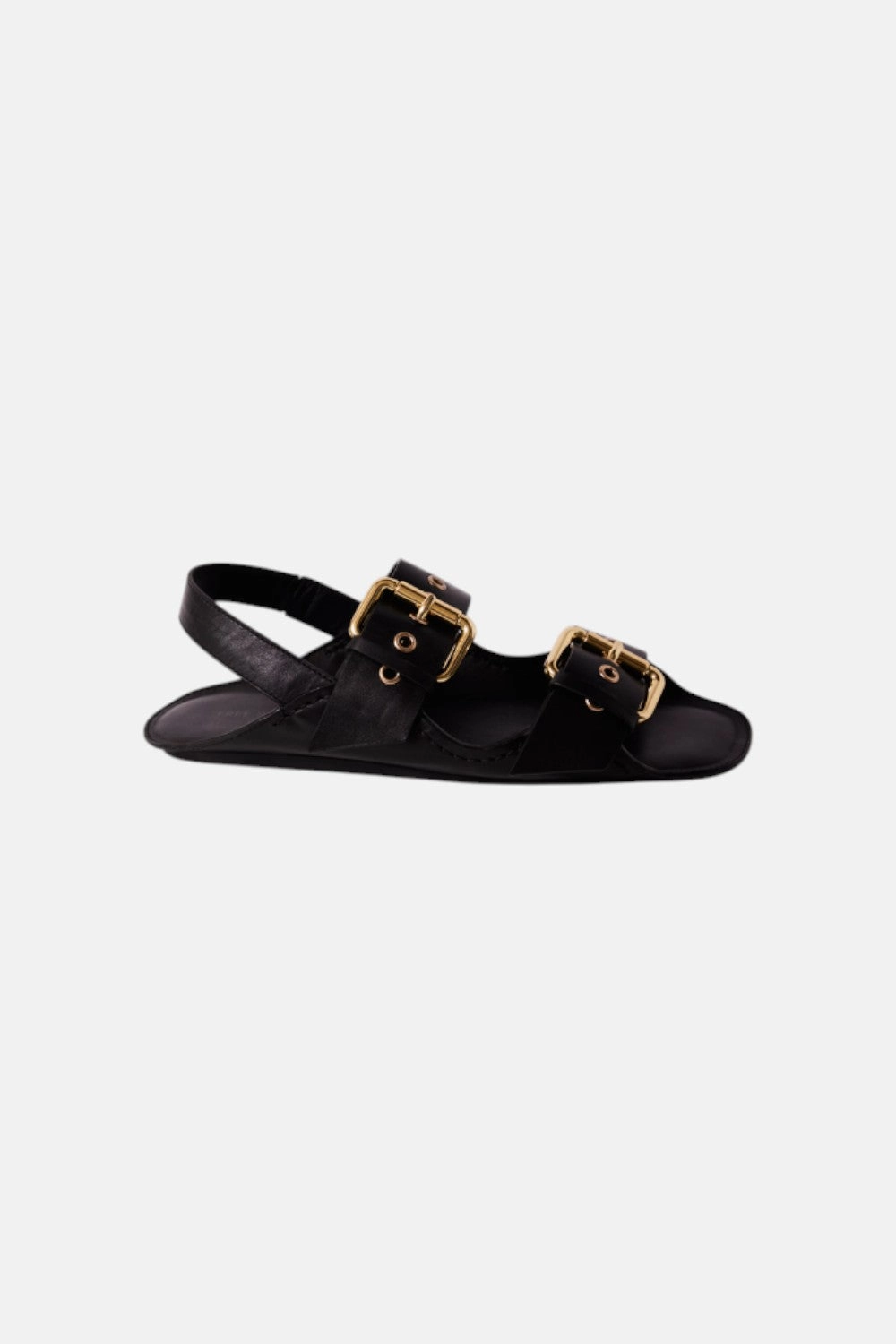 Free People Blossom Buckle Sandal in Black Leather Ventilated Upper Design