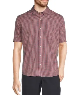 Casual Comfort Comfort Stretch Performance Shirt Short Sleeve Slightly Fitted Plaid Men's Regular