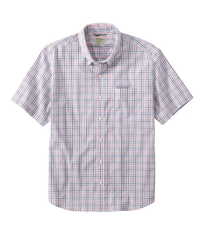 Lightweight texture Comfort Stretch Performance Shirt Short Sleeve Slightly Fitted Plaid Men's Regular