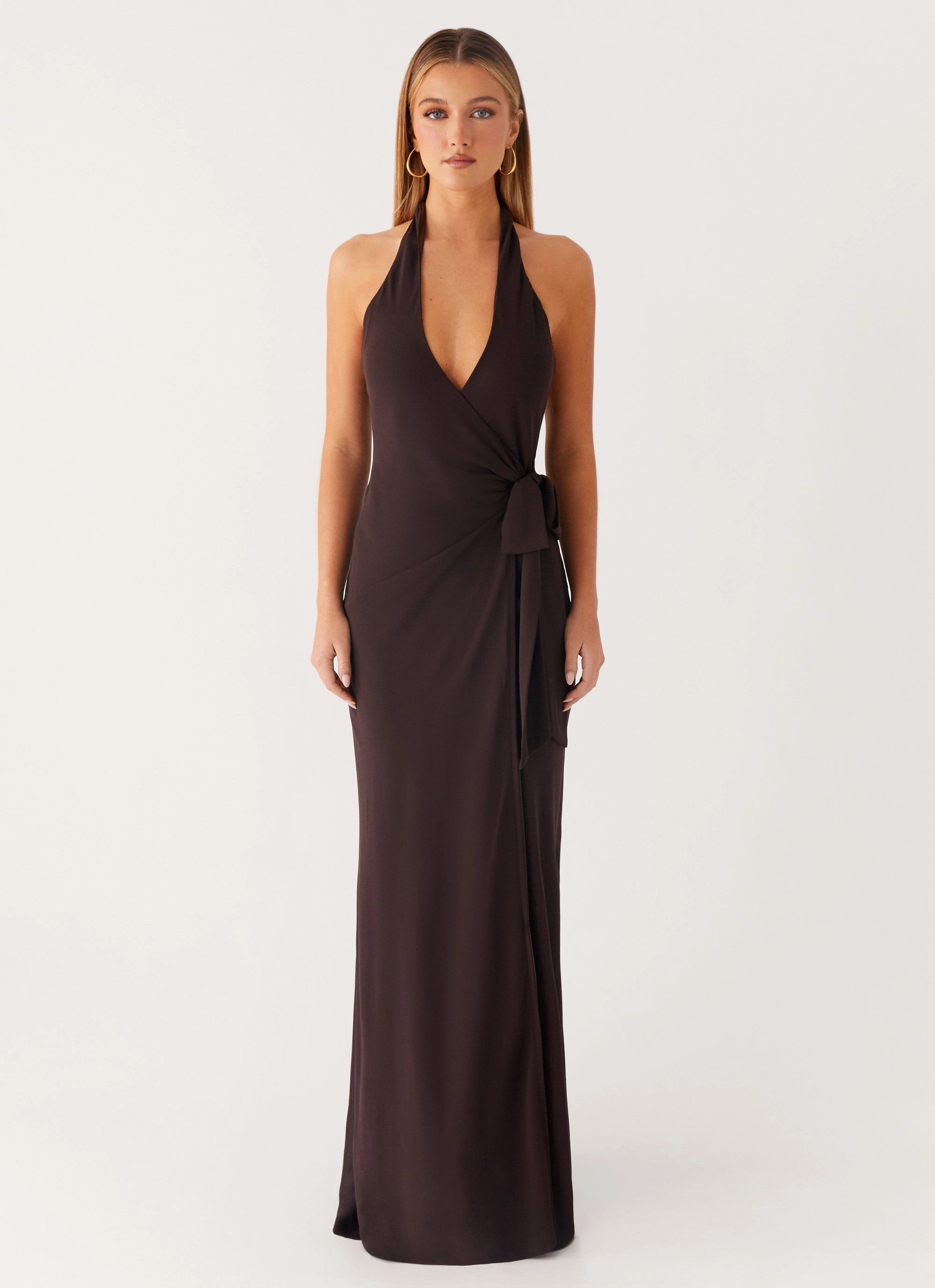 So Chic Maxi Dress - Cool Chocolate Long Sleeve