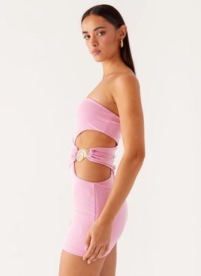 So Iconic Mini Dress - Pink Winter Layering Soft Drape