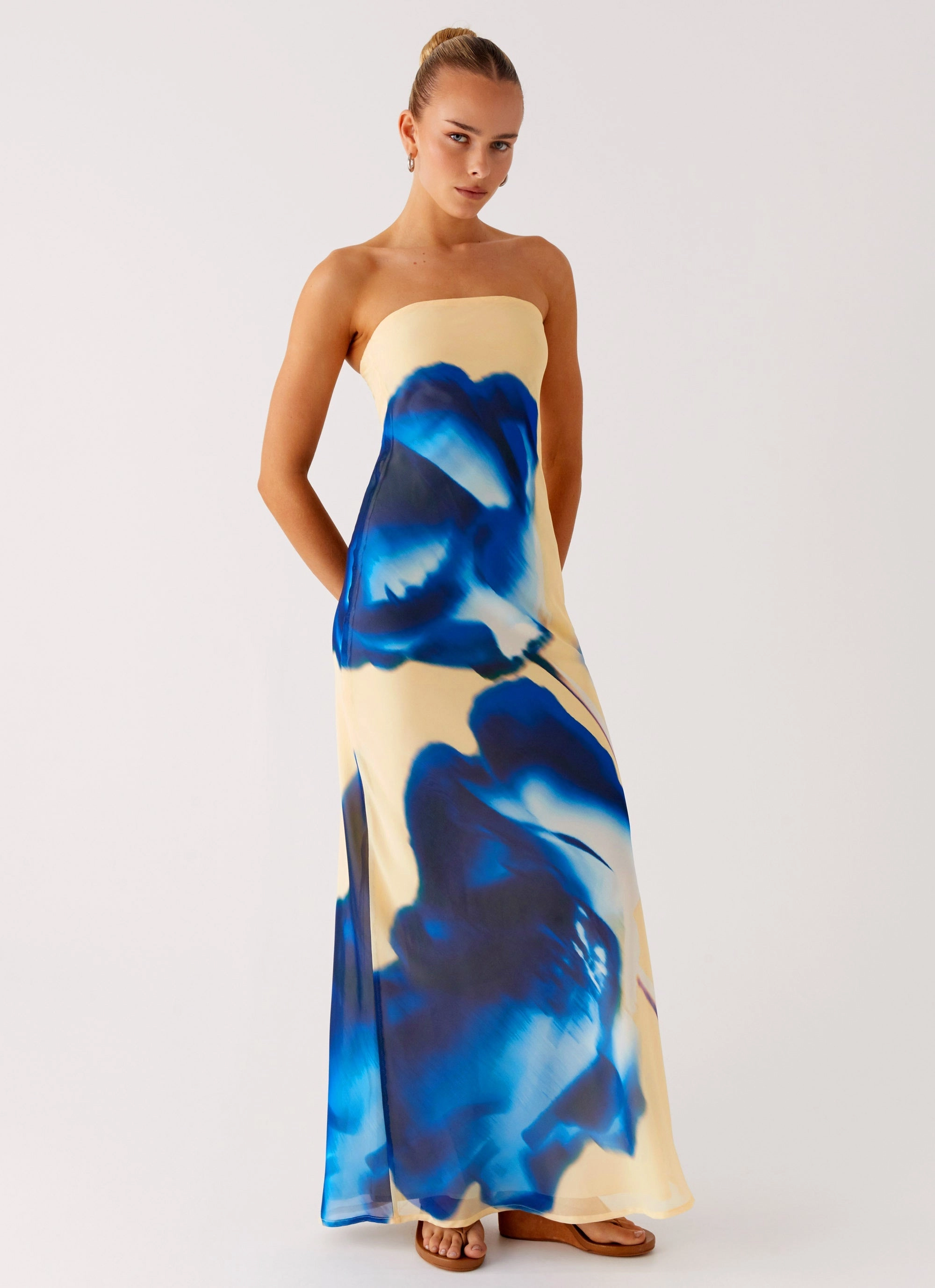 So You Say Strapless Maxi Dress - Heirloom Floral Light Volume Linen Love