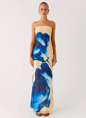 So You Say Strapless Maxi Dress - Heirloom Floral Lounge Mode