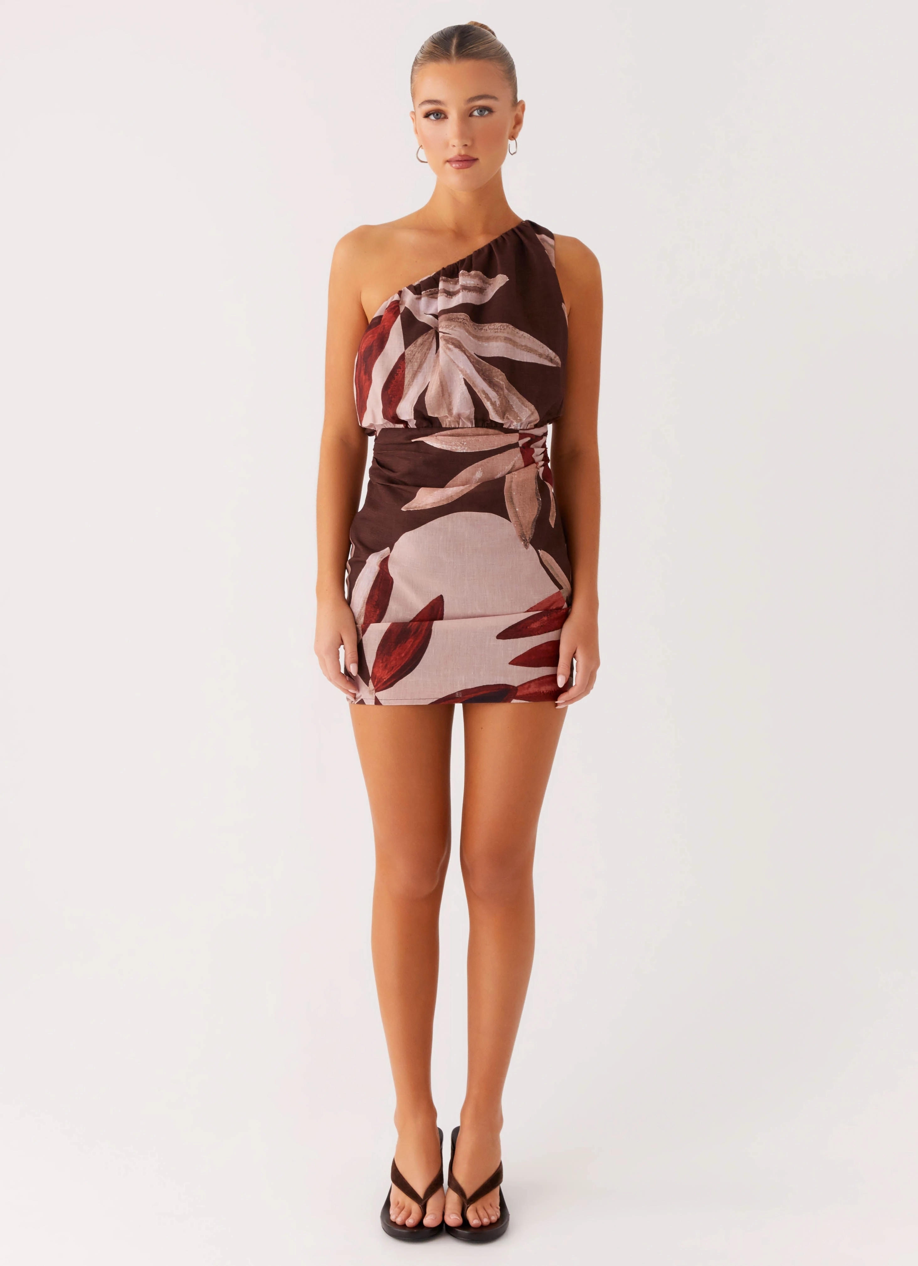 Fluid movement Soft-Lining Indianna Mini Dress - Cinnamon Palm