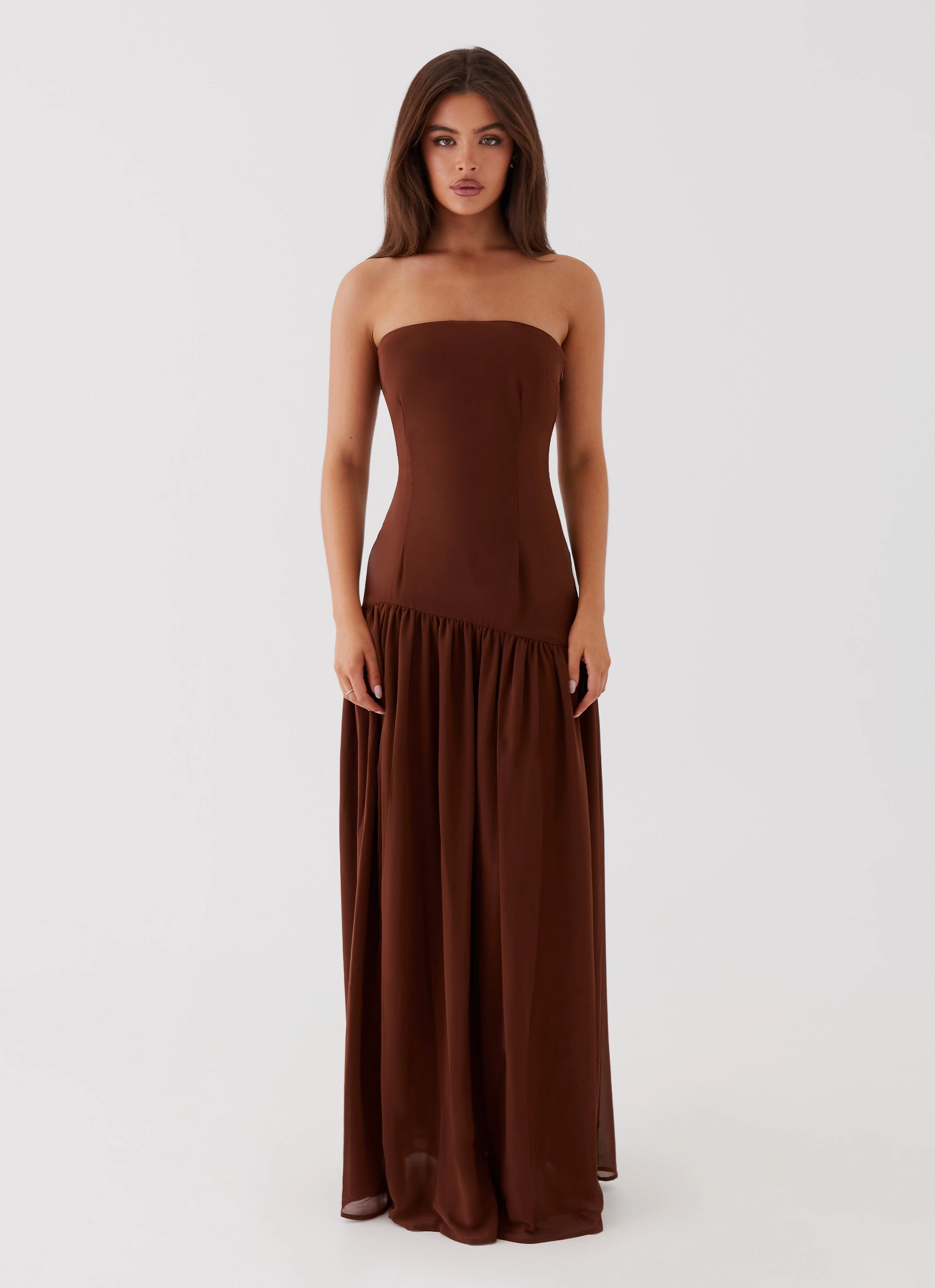 Dinner Outfit Eden Strapless Maxi Dress - Brown