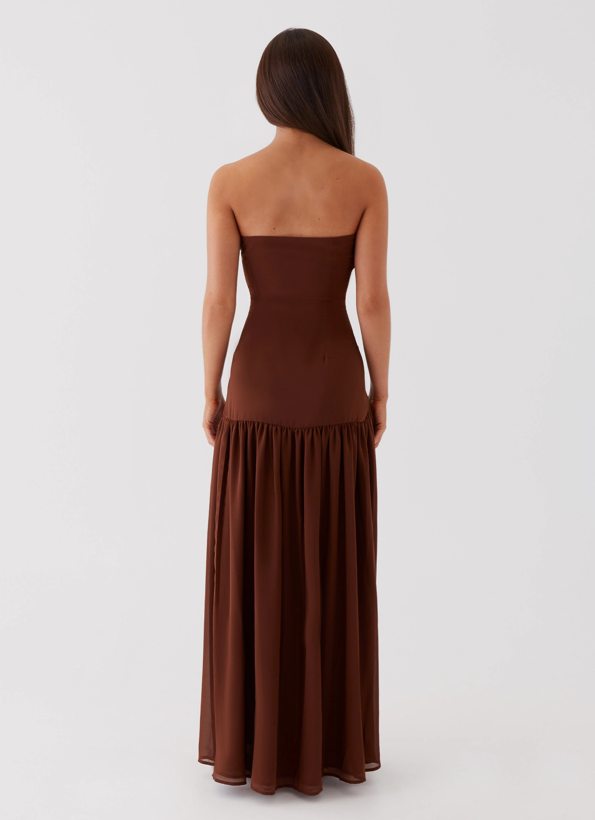 Flattering Shape Design Cozy Flex Eden Strapless Maxi Dress - Brown
