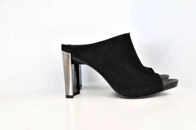 Road Suitable Wedge Heel Nobby Open Toe Mule In Black