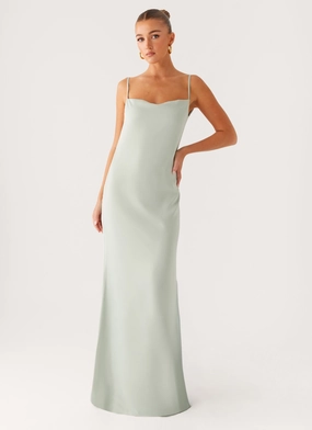 Yves Maxi Dress - Mint Silky Finish vacation look