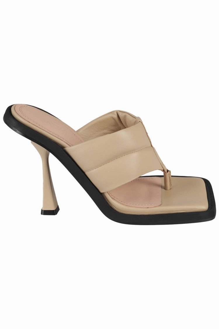 Square Toe Padded Thong Leather Mules buckle QuickDry