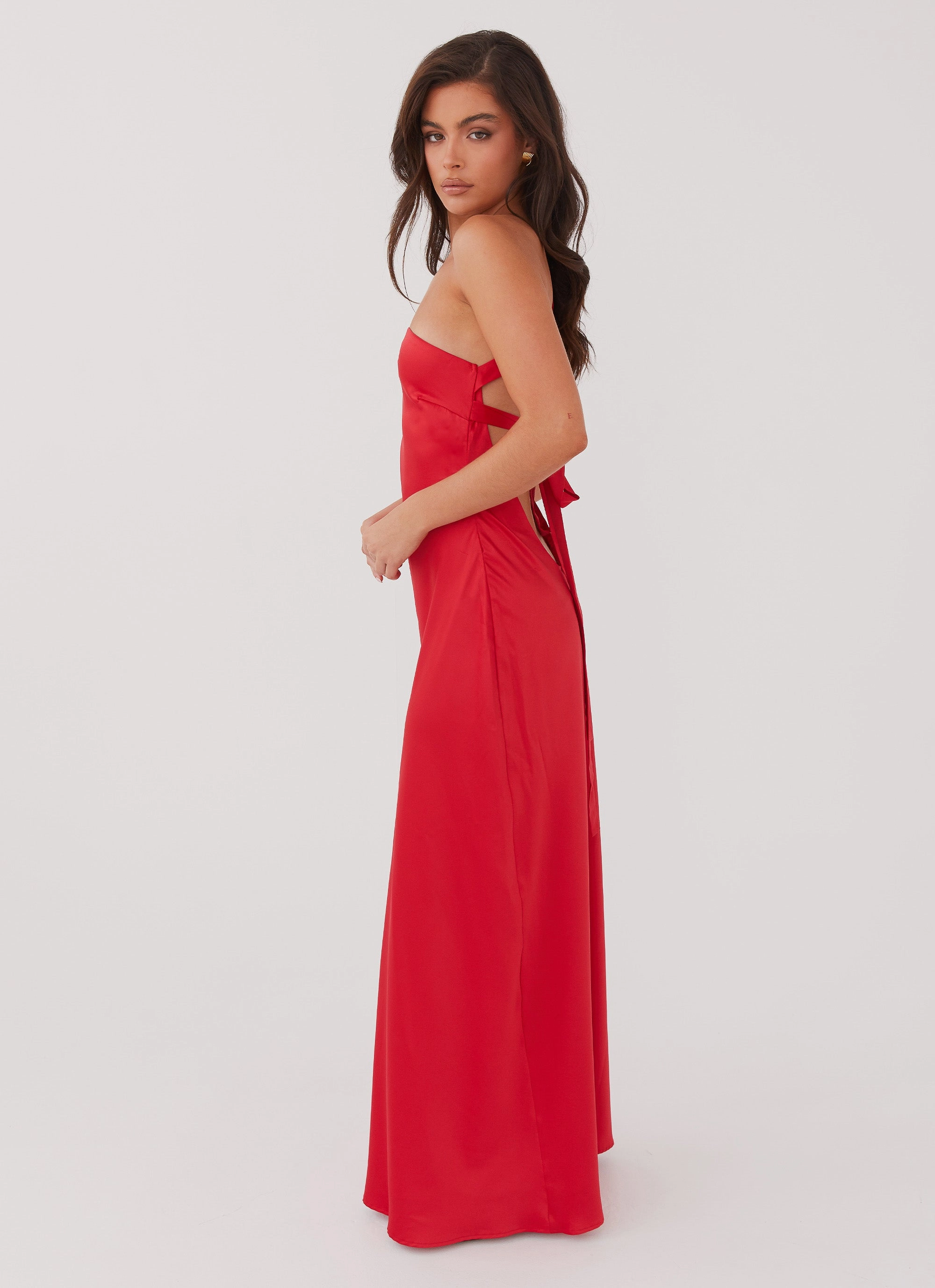 Comfy Flex Elegant Piece Delancy One Shoulder Maxi Dress - Rouge Red