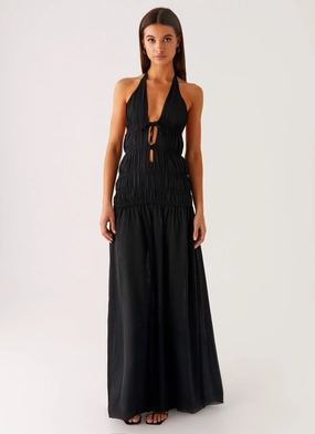 Dione Halter Maxi Dress - Black Work Fitwear