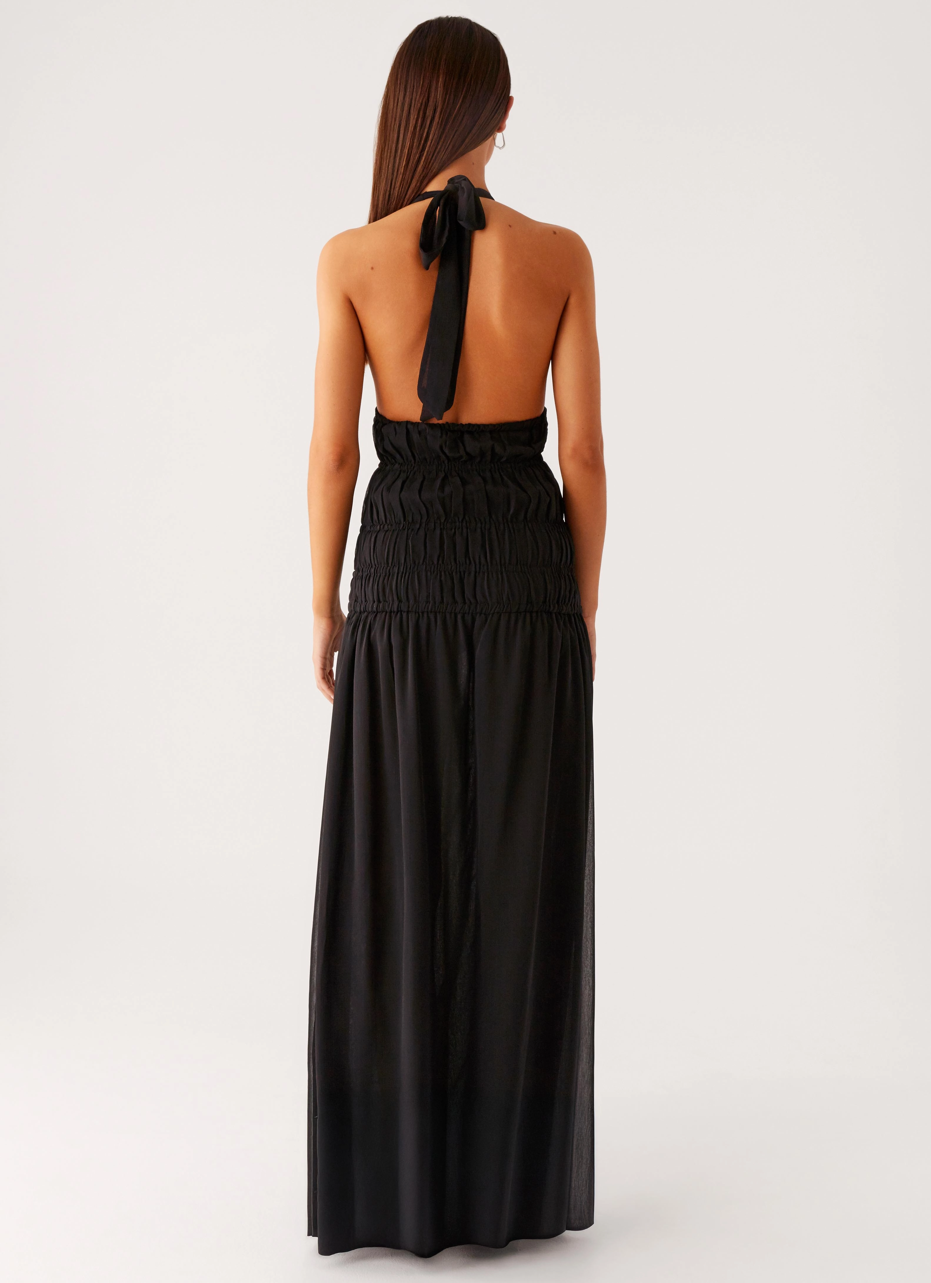 Dione Halter Maxi Dress - Black Bride Side