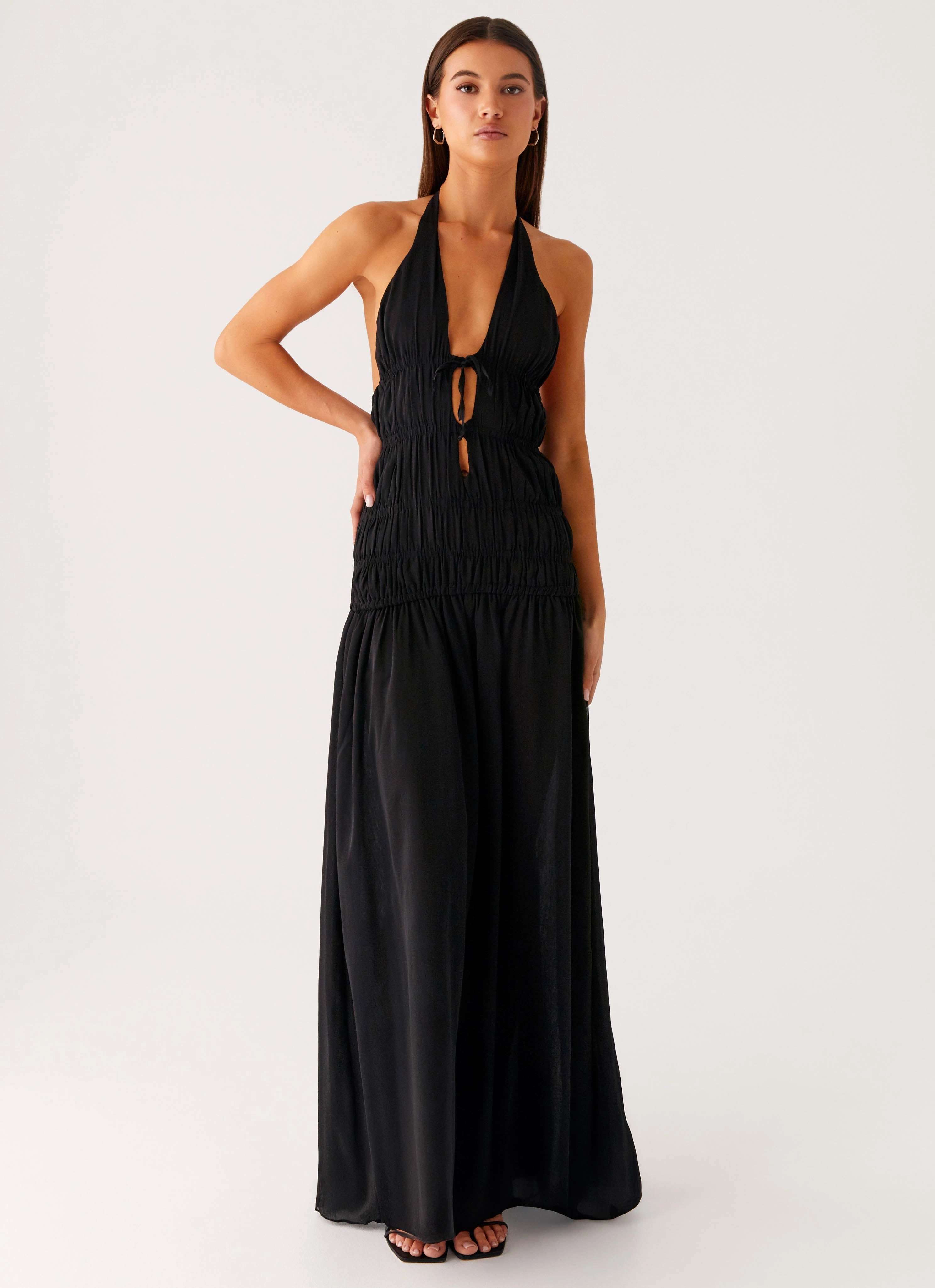 Dione Halter Maxi Dress - Black Comfortable Style