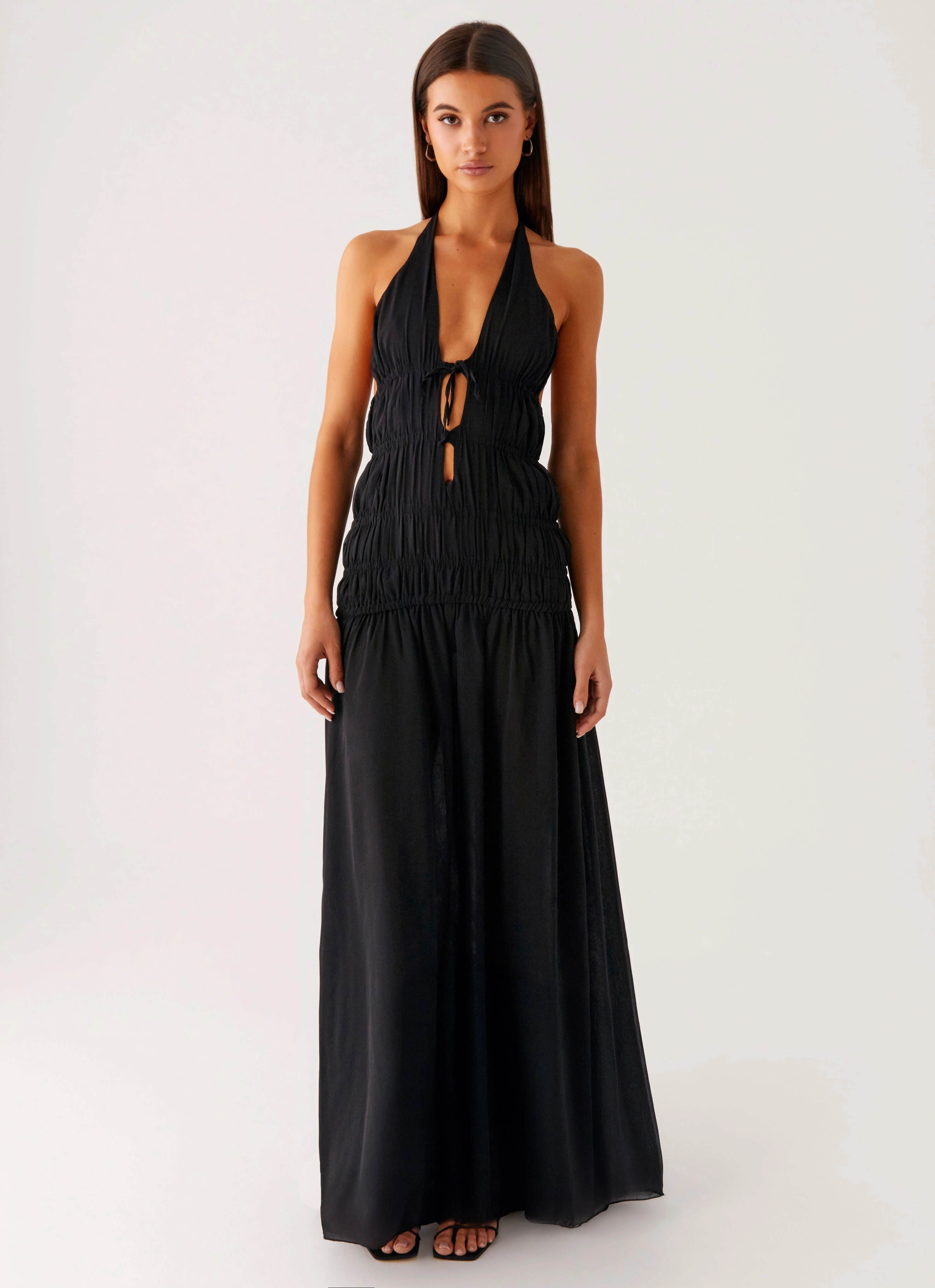 Dione Halter Maxi Dress - Black Work Fitwear