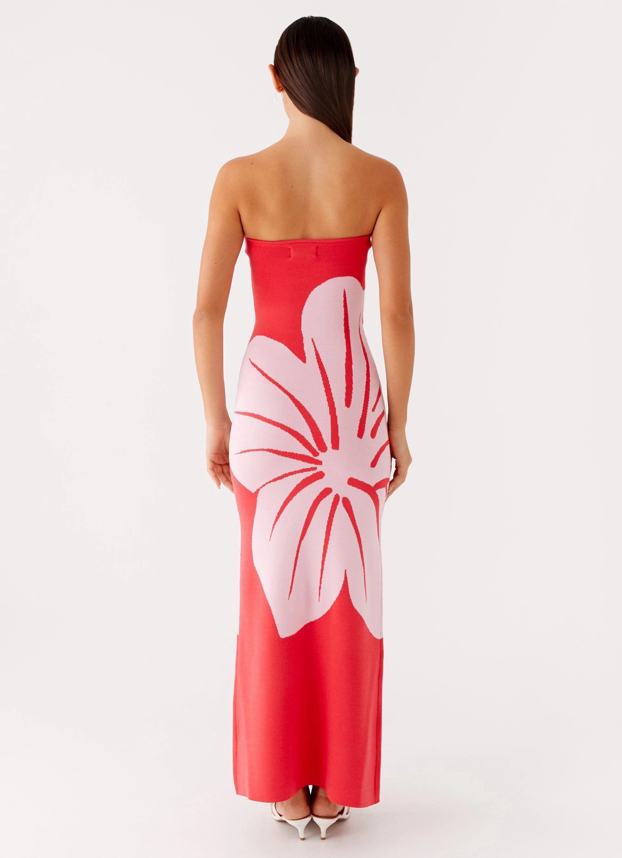 Timeless Layering Fresh Flow Jala Strapless Knit Maxi Dress - Red Floral