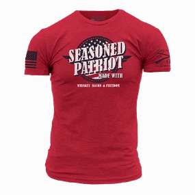 Seasoned Patriot T-Shirt - Red Flexible Fit Lint Resistant Surface