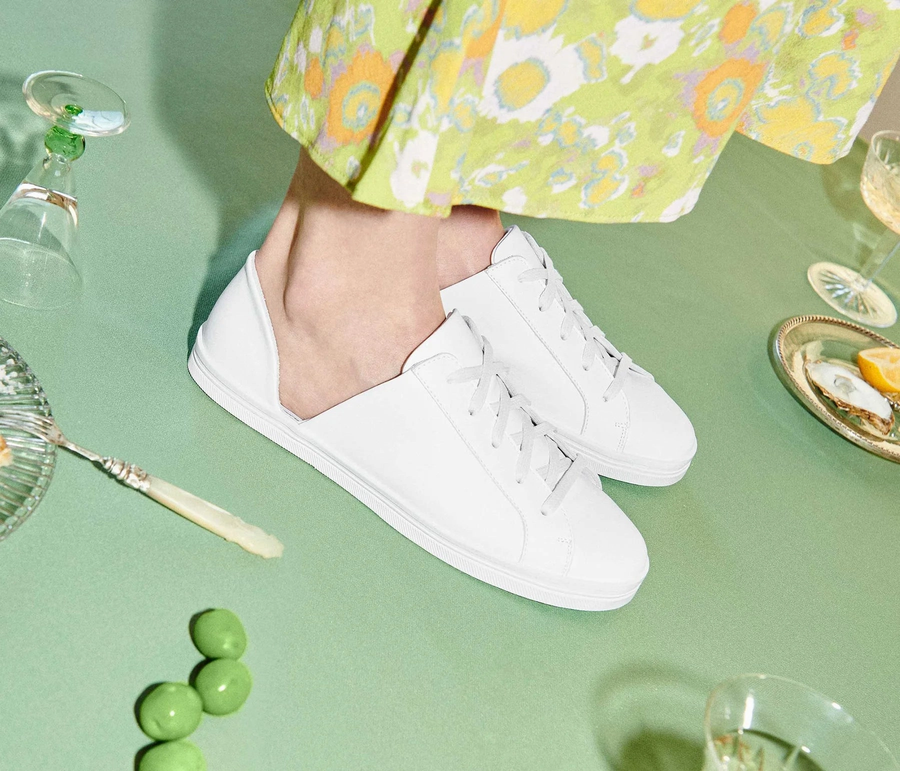 Freda Salvador Eda D'orsay Low-Top Sneaker in White Calf Bounce Sole