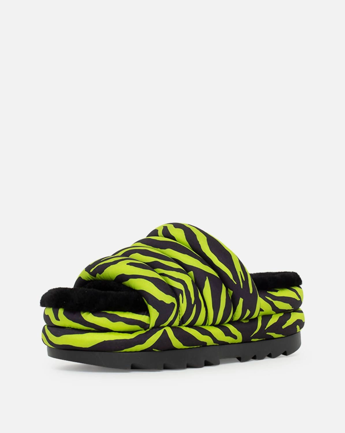 Comfortable Construction TPU Outsole Maxi Slide Tiger Print In Key Lime