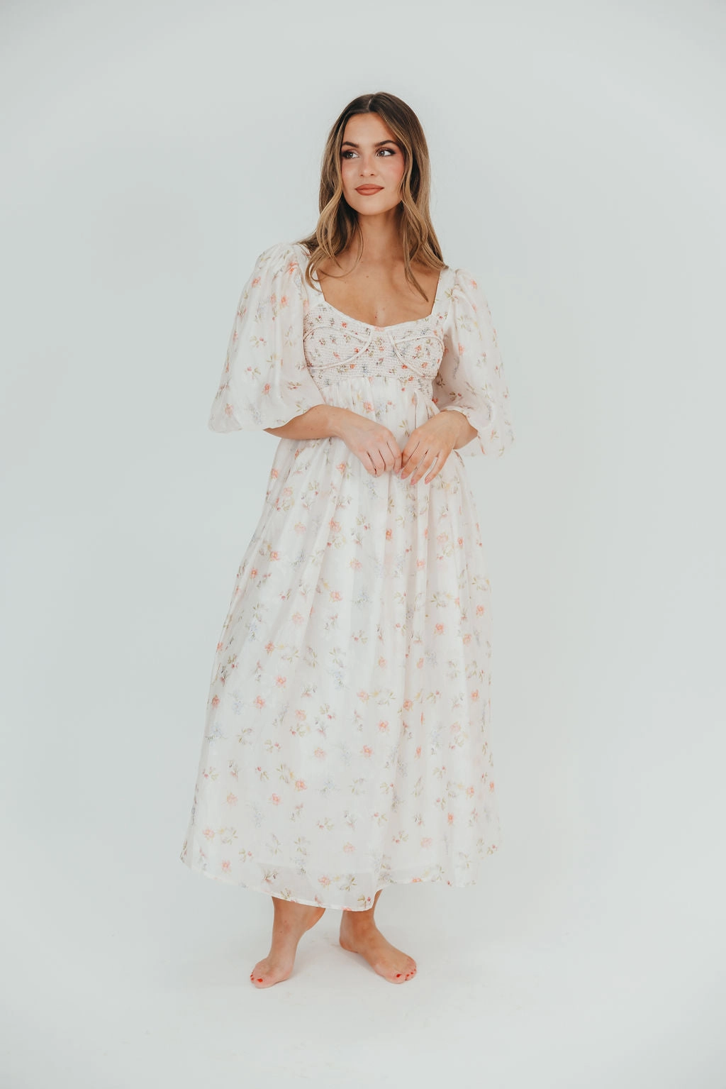Harlow Maxi Dress in Tiny Pink Floral - Bump Friendly & Inclusive Sizing (S-3XL) *Final-Sale* Soft Colorway Countryside-Style