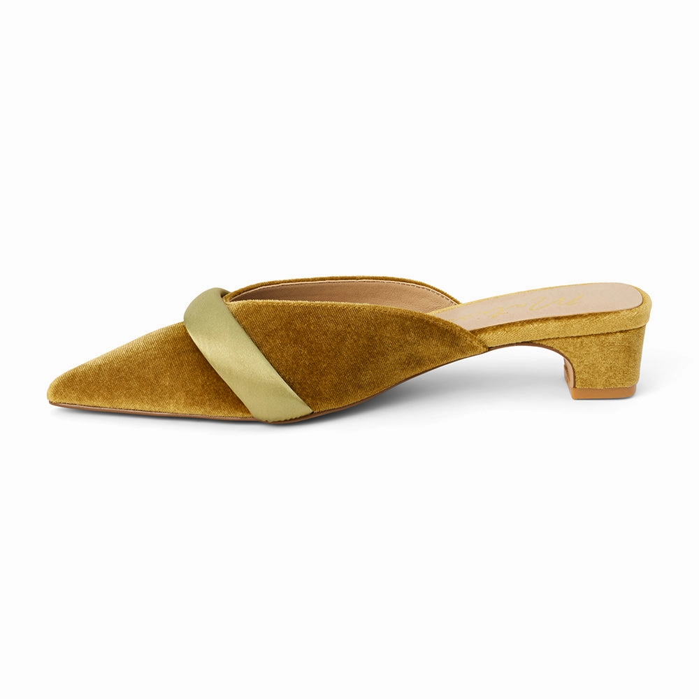 Quiet Glam Matisse Kellan Kitten Heeled Mule in Chartreuse