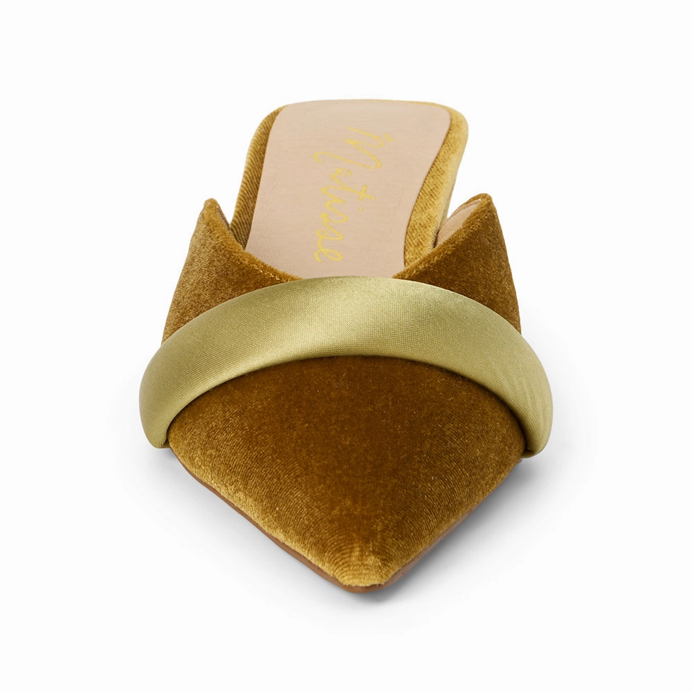 Comfortable Insole Nude Pumps for Weddings Matisse Kellan Kitten Heeled Mule in Chartreuse