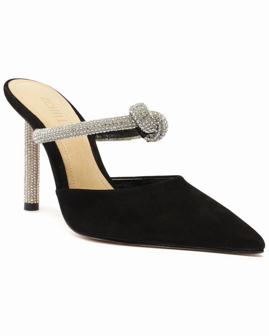 Comfort Strap Leather Upper SCHUTZ Pearl Glam Heel Nubuck Mule