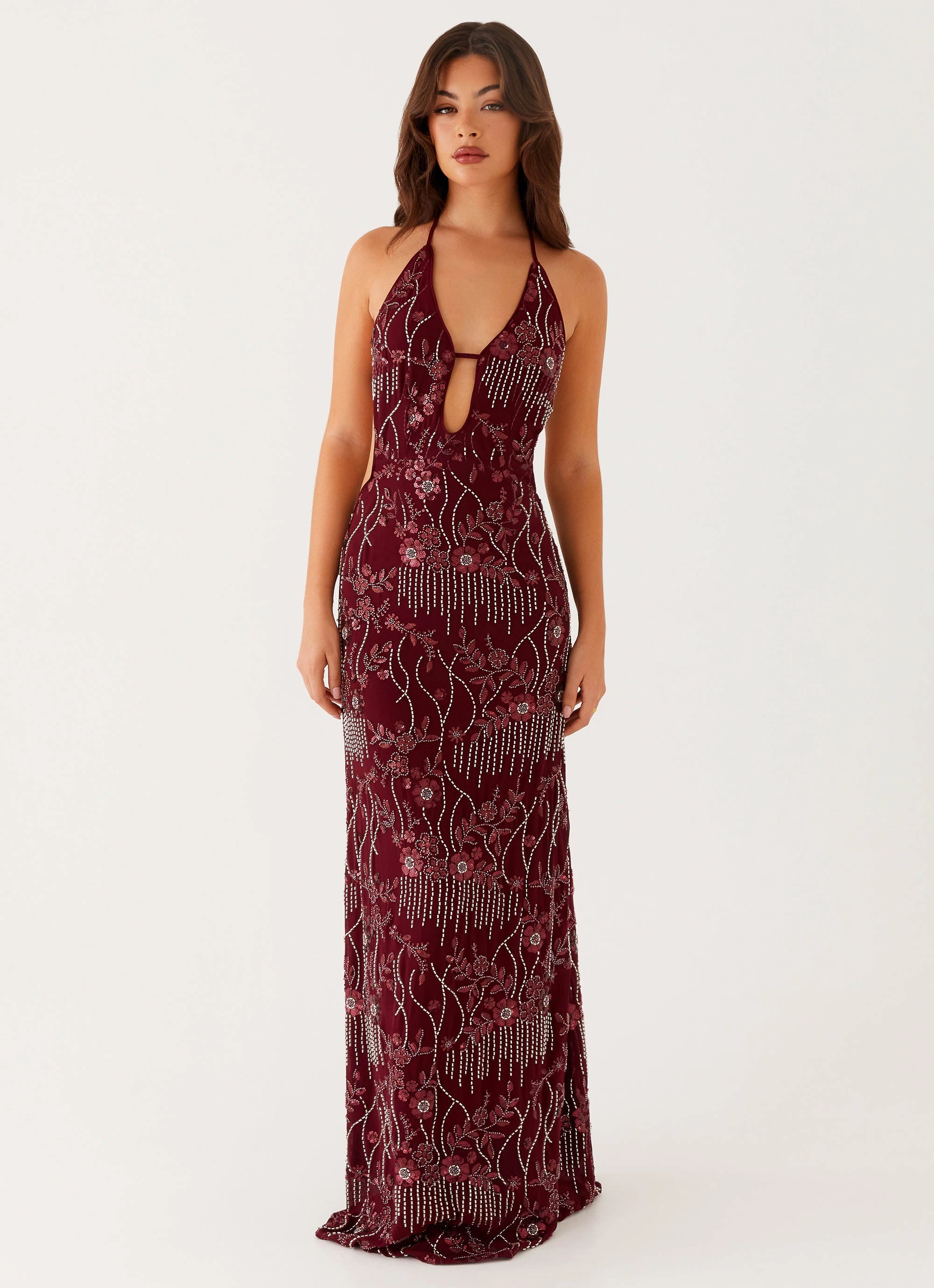 All For Love Maxi Dress - Burgundy Harmonious Layers