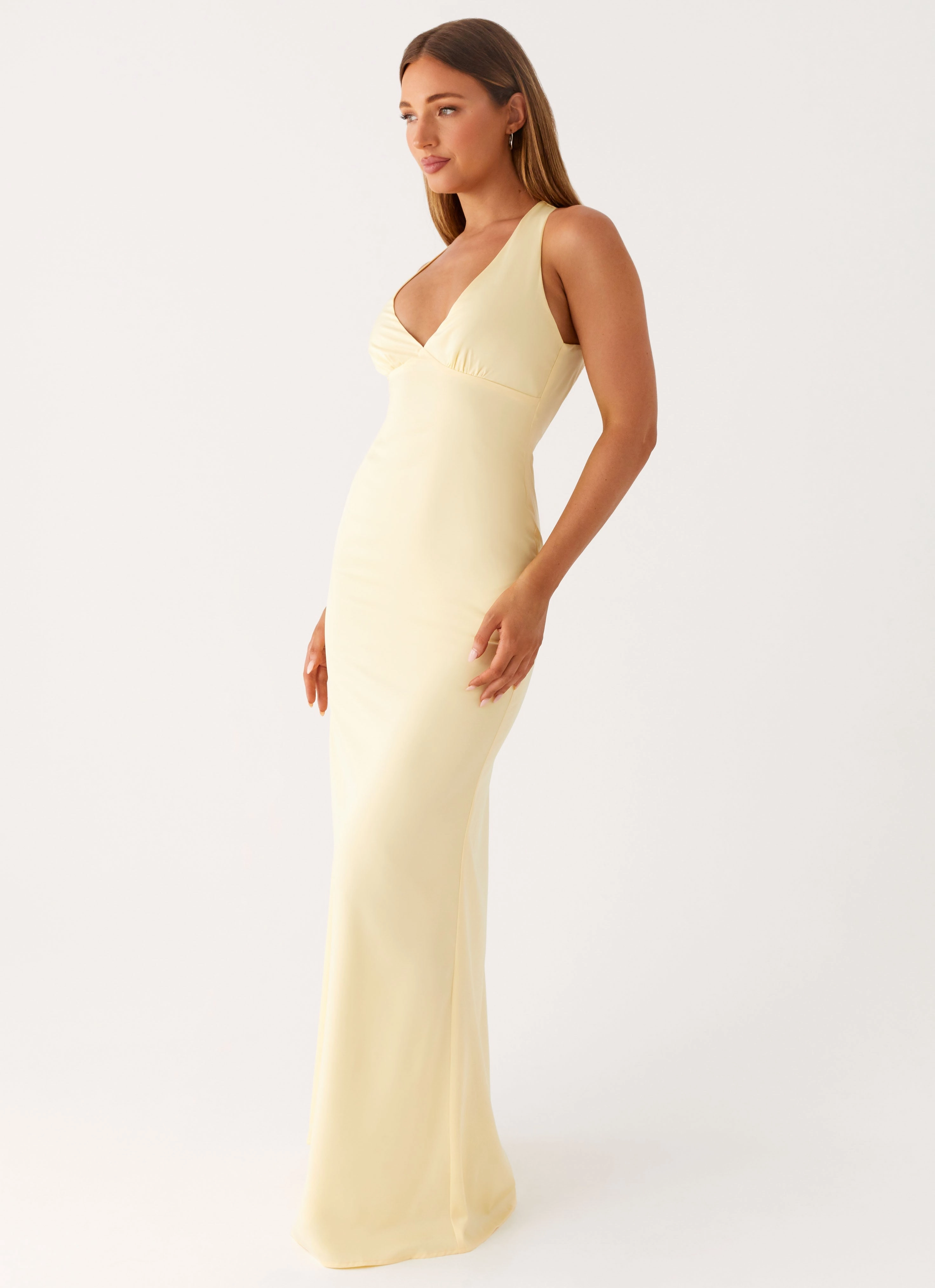 Desi Halterneck Maxi Dress - Yellow Daily Chic