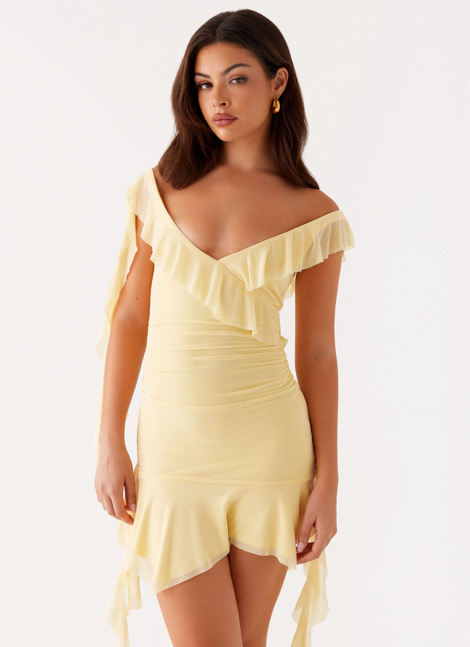Shona Mini Dress - Yellow Trendy floral dress
