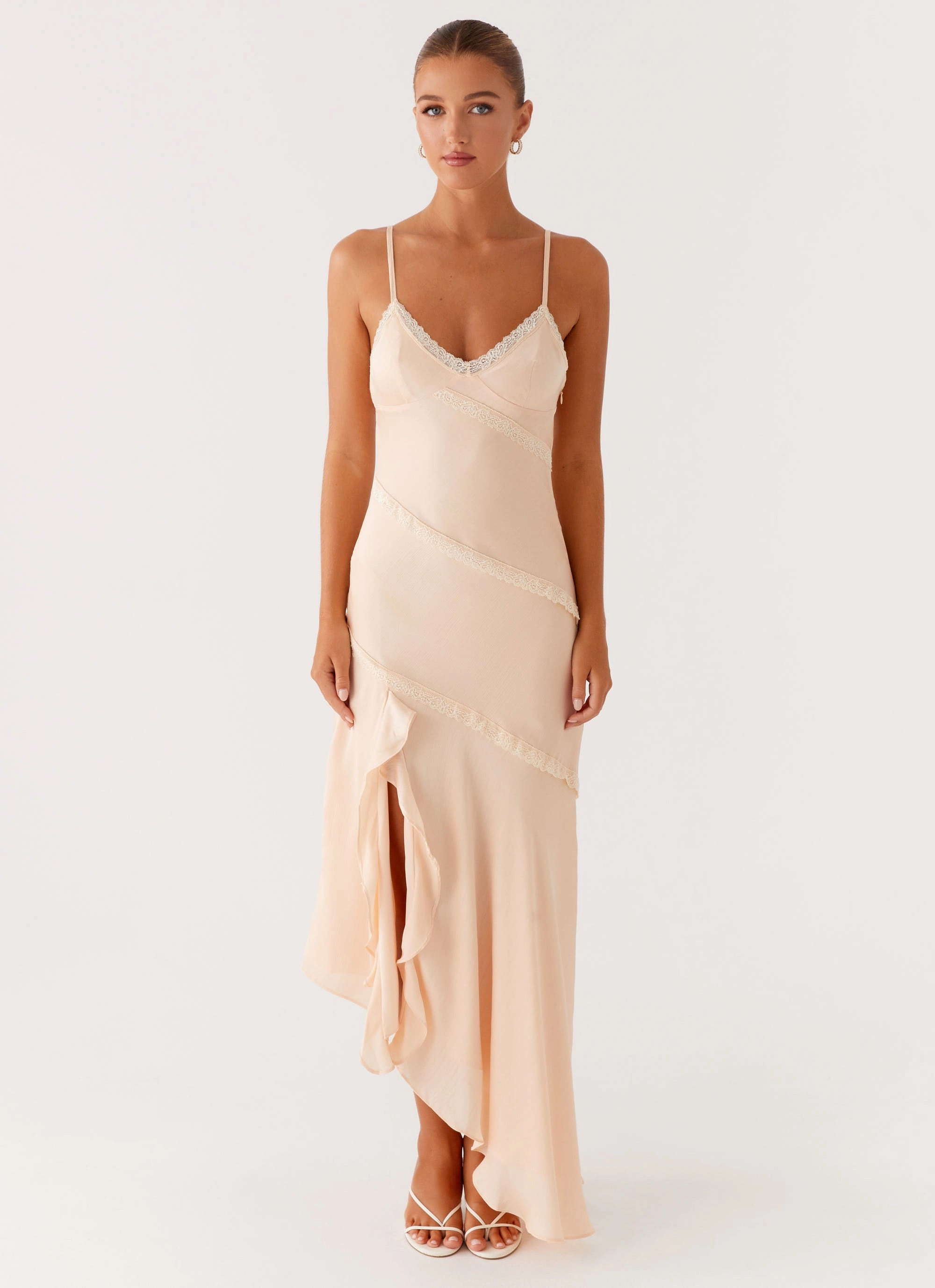 Solana Maxi Dress - Peach Perfect Fit Look Wool-Blend