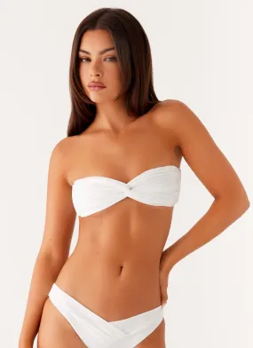 Abrasion Resistant Fabric Contemporary Look Delta Bandeau Bikini Top - White