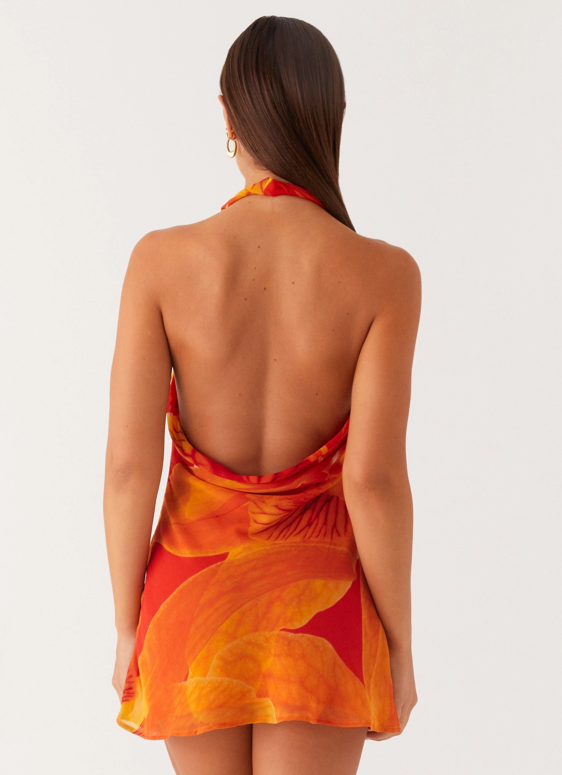 Cool Form Solar Beam Cowl Mini Dress - Serene Orange