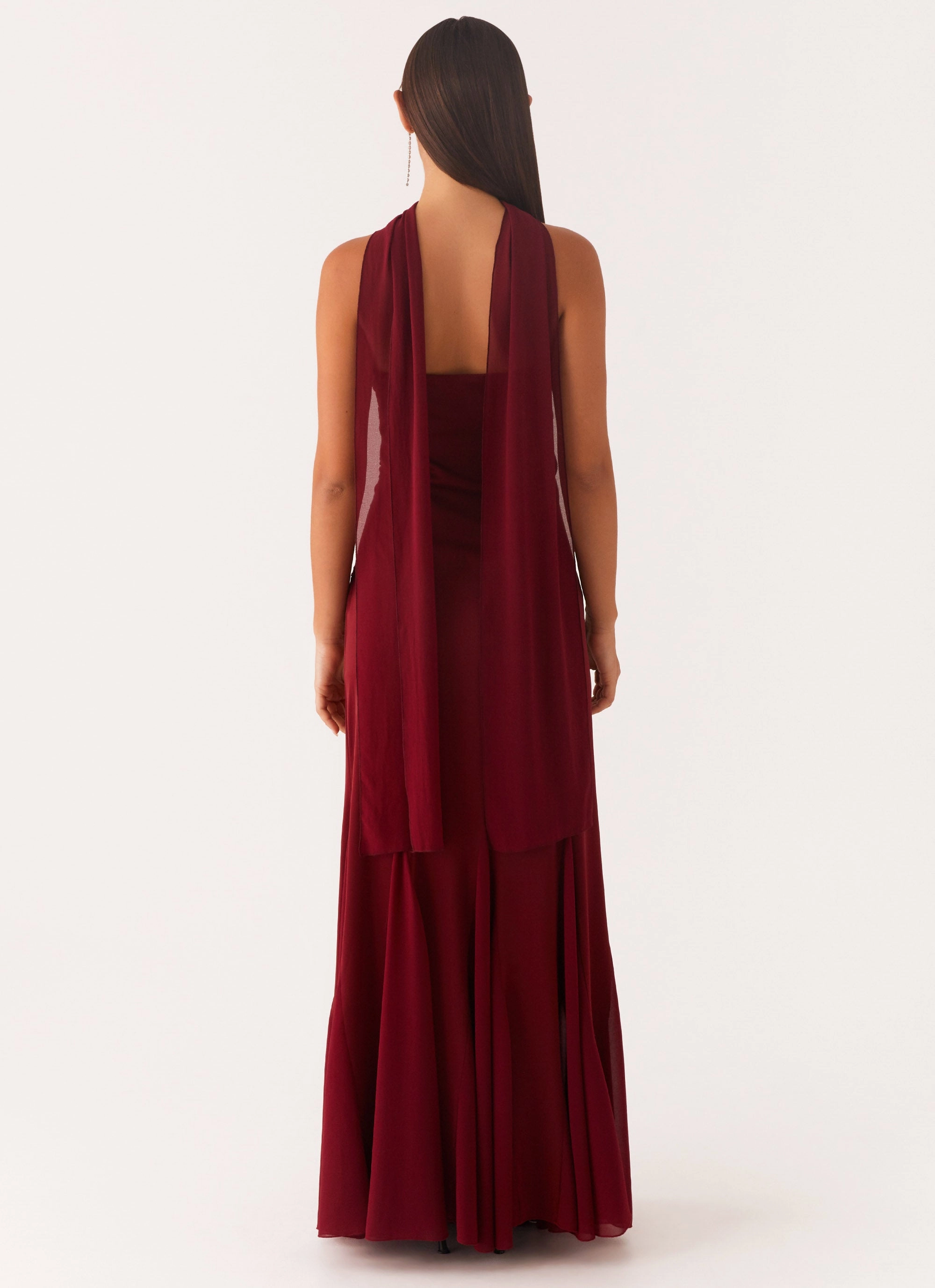 Lounge Texture Melrose Satin Chiffon Maxi Dress - Deep Red