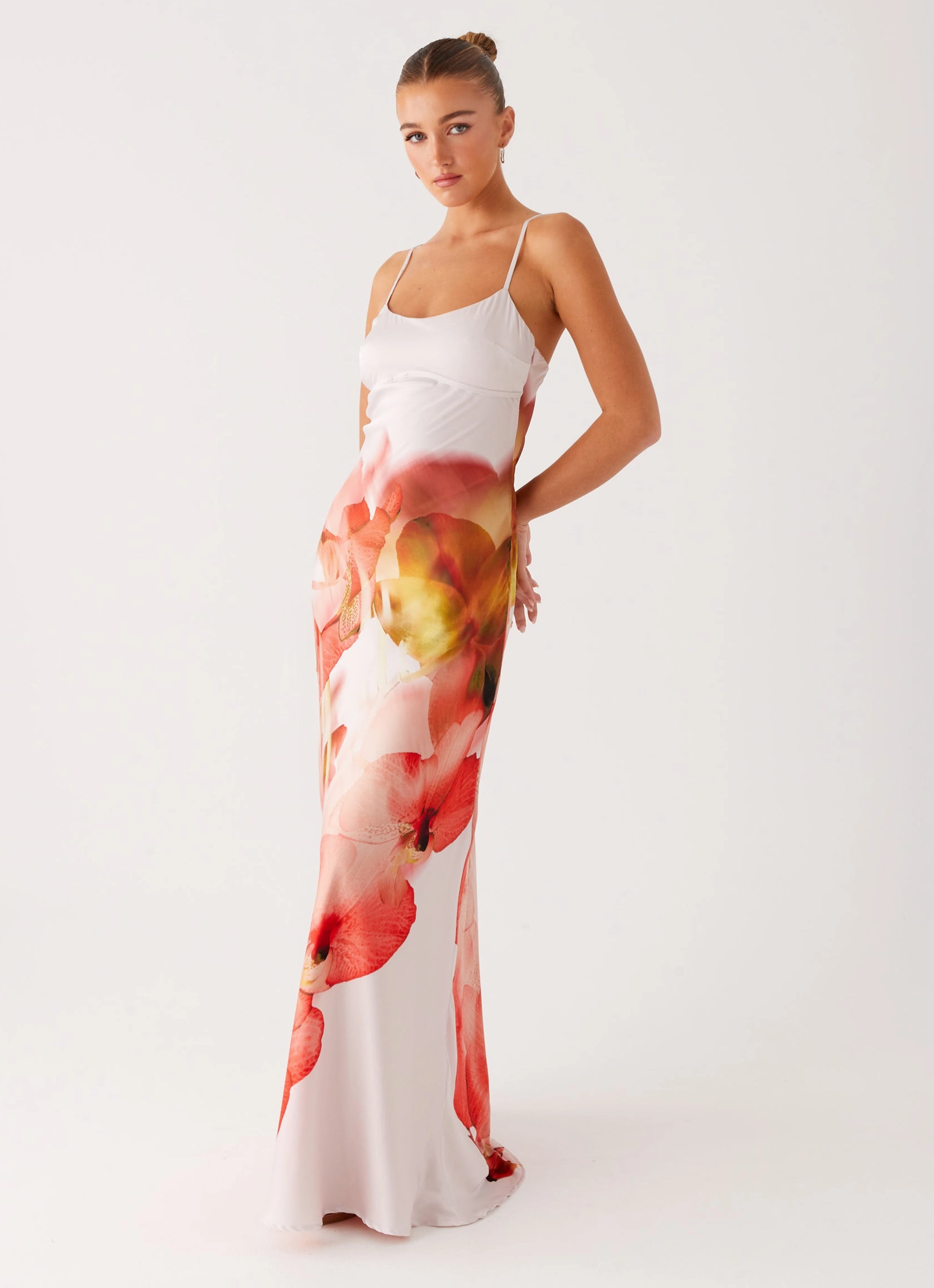 Fashionable Layer Asymmetric-Neck Pacha Maxi Dress - Peach Rose
